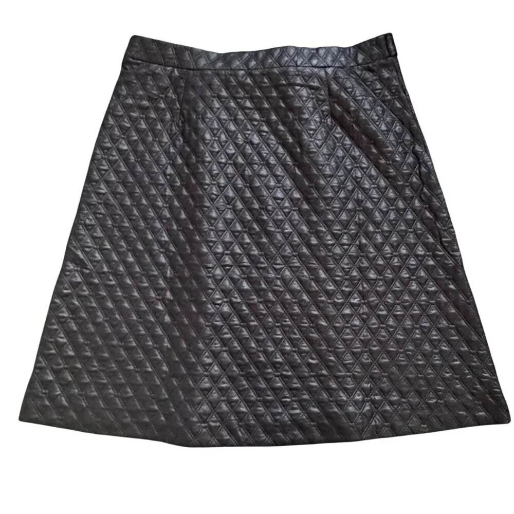 Carole Wren Pleated Quilted Skirt-Black-Size L-GUC